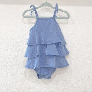 Seed Heritage Toddler Girl Tiered Romper Blue Onesie 12-18 months